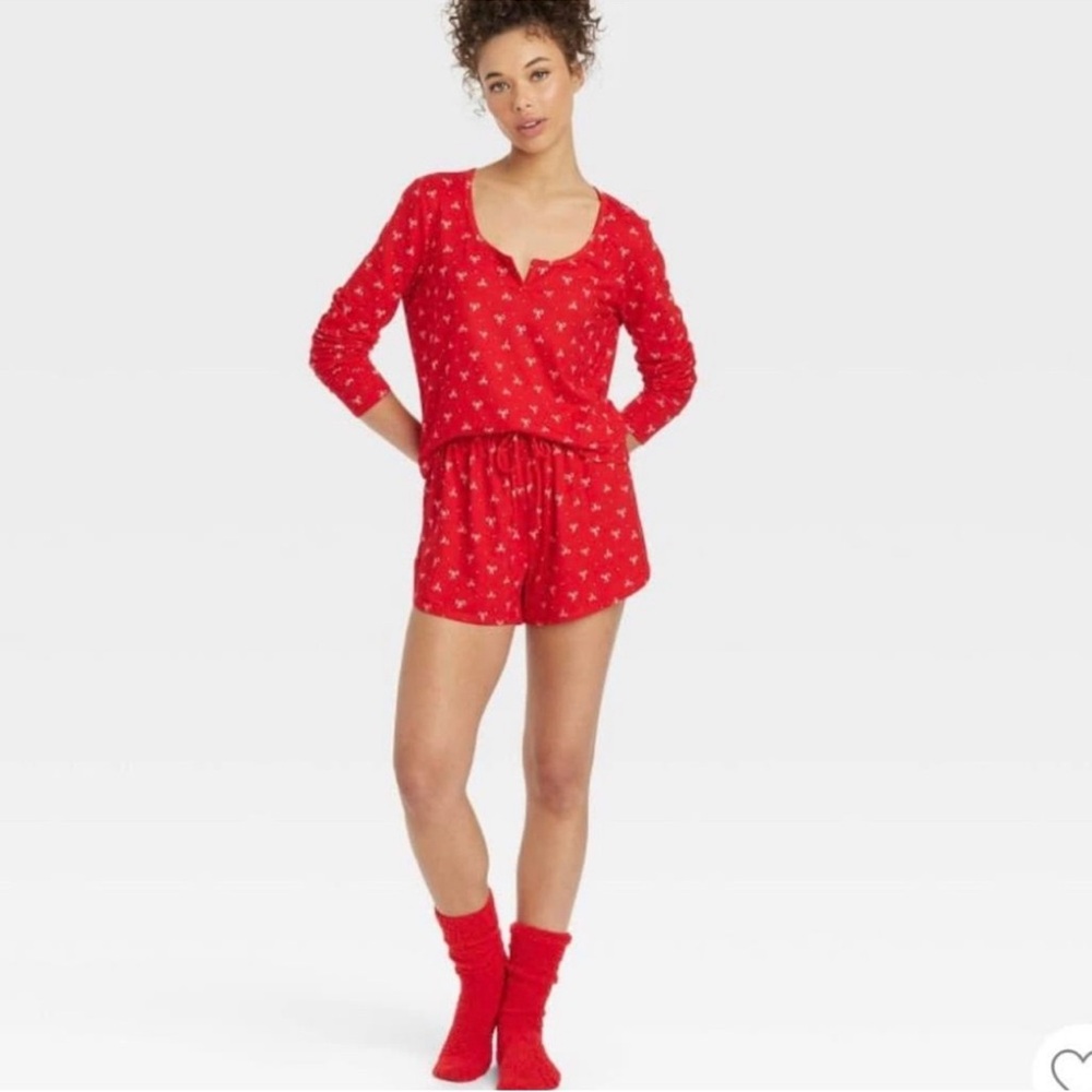 Women's Red Bow Print Pajama Set